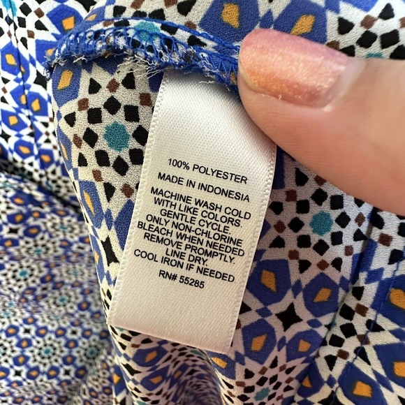 Express Portofino Shirt Womens Small Blue Floral Original Fit Roll Tab Button Up - Picture 6 of 11